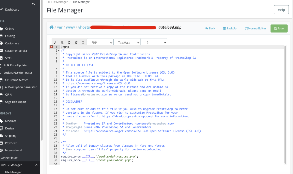 File Manager Prestashop Module